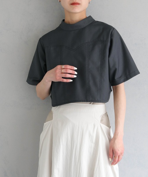 &g'aime(アンジェム)の「【&g’aime】ビスチェステッチショートブラウス(シャツ/ブラウス・レディース・ブラック/チャコールグレー・FREE)」の15枚目の写真