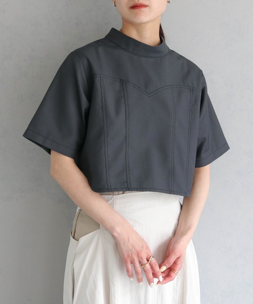 &g'aime(アンジェム)の「【&g’aime】ビスチェステッチショートブラウス(シャツ/ブラウス・レディース・ブラック/チャコールグレー・FREE)」の16枚目の写真