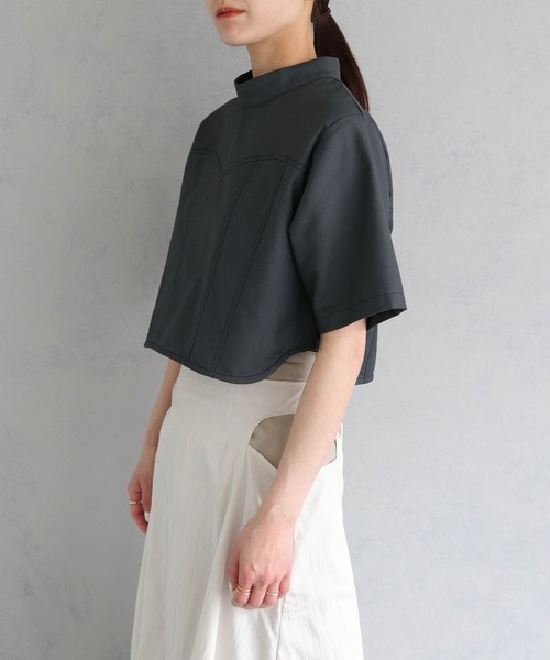 &g'aime(アンジェム)の「【&g’aime】ビスチェステッチショートブラウス(シャツ/ブラウス・レディース・ブラック/チャコールグレー・FREE)」の17枚目の写真