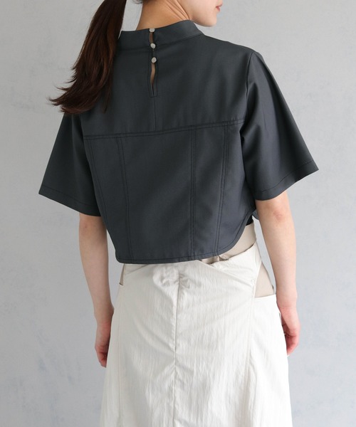 &g'aime(アンジェム)の「【&g’aime】ビスチェステッチショートブラウス(シャツ/ブラウス・レディース・ブラック/チャコールグレー・FREE)」の18枚目の写真