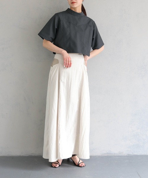 &g'aime(アンジェム)の「【&g’aime】ビスチェステッチショートブラウス(シャツ/ブラウス・レディース・ブラック/チャコールグレー・FREE)」の22枚目の写真