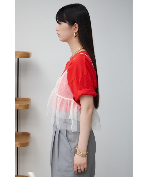 AZUL by moussy（アズールバイマウジー）の「チュールフリルキャミ（キャミソール・レディース・ブラック/アイボリー/グレー・FREE）」の11枚目の写真