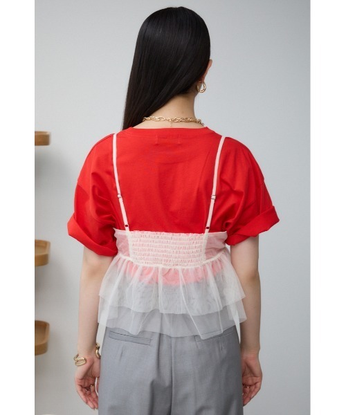 AZUL by moussy（アズールバイマウジー）の「チュールフリルキャミ（キャミソール・レディース・ブラック/アイボリー/グレー・FREE）」の10枚目の写真