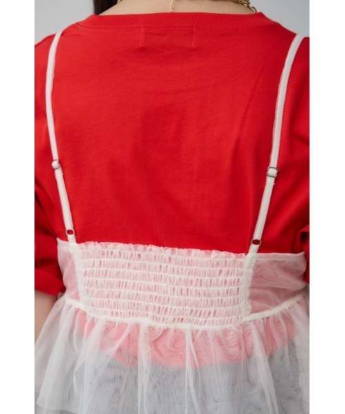 AZUL by moussy（アズールバイマウジー）の「チュールフリルキャミ（キャミソール・レディース・ブラック/アイボリー/グレー・FREE）」の9枚目の写真