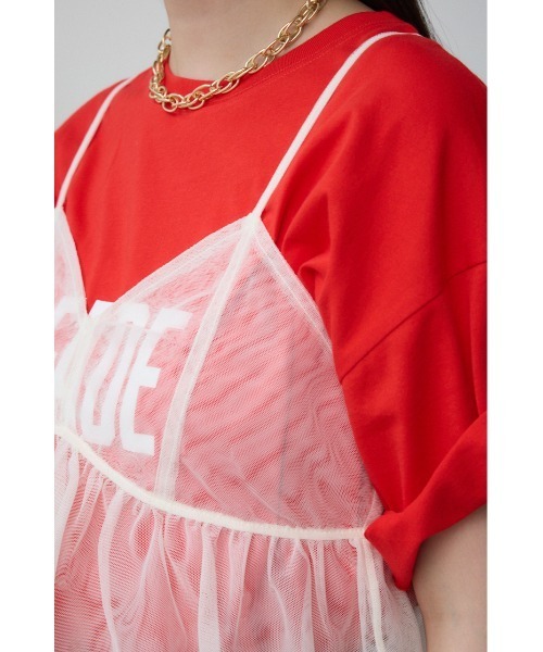 AZUL by moussy（アズールバイマウジー）の「チュールフリルキャミ（キャミソール・レディース・ブラック/アイボリー/グレー・FREE）」の7枚目の写真