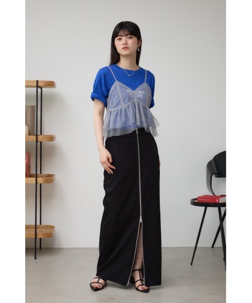 AZUL by moussy（アズールバイマウジー）の「チュールフリルキャミ（キャミソール・レディース・ブラック/アイボリー/グレー・FREE）」の21枚目の写真