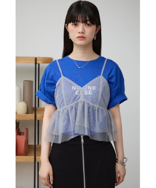 AZUL by moussy（アズールバイマウジー）の「チュールフリルキャミ（キャミソール・レディース・ブラック/アイボリー/グレー・FREE）」の20枚目の写真