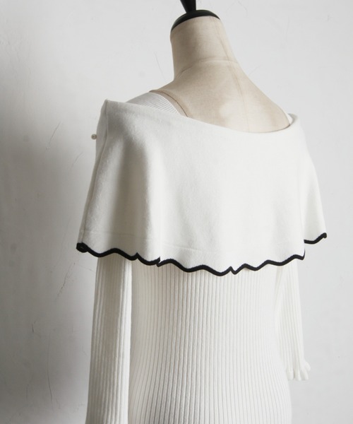 tocco closet(トッコ クローゼット)の「パールビジュー付き配色オフショルニットプルオーバー(ニット/セーター・レディース・ブラック/ネイビー/オフホワイト・M)」の19枚目の写真