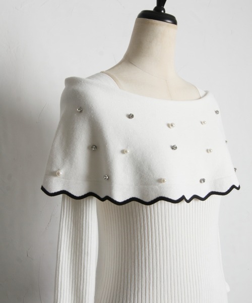 tocco closet(トッコ クローゼット)の「パールビジュー付き配色オフショルニットプルオーバー(ニット/セーター・レディース・ブラック/ネイビー/オフホワイト・M)」の22枚目の写真