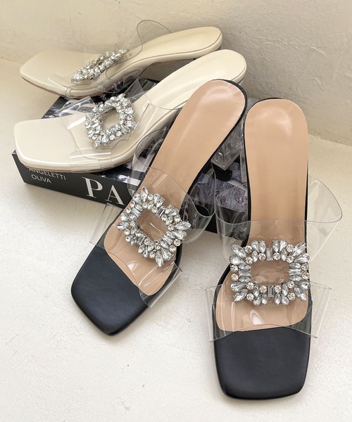Julia Boutique(ジュリアブティック)の「ビジューモチーフクリアヒールサンダル/24110(サンダル・レディース・ホワイト/ブラック・37/36/39/38)」の20枚目の写真