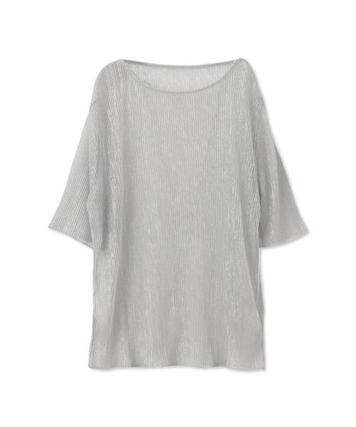 LAUTREAMONT(ロートレアモン)の「【一部店舗&WEB限定】ラメシアープリーツ半袖カットソー(Tシャツ/カットソー・レディース・ブラウン/オフホワイト/ブラック・9号)」の2枚目の写真