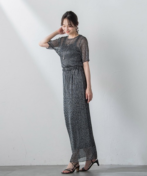 LAUTREAMONT(ロートレアモン)の「【一部店舗&WEB限定】ラメシアープリーツ半袖カットソー(Tシャツ/カットソー・レディース・ブラウン/オフホワイト/ブラック・9号)」の6枚目の写真