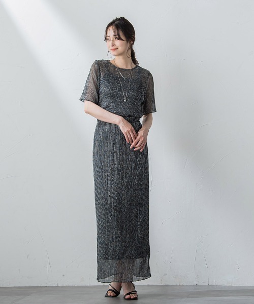LAUTREAMONT(ロートレアモン)の「【一部店舗&WEB限定】ラメシアープリーツ半袖カットソー(Tシャツ/カットソー・レディース・ブラウン/オフホワイト/ブラック・9号)」の7枚目の写真