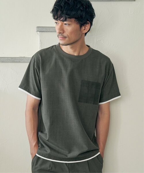 ikka(イッカ)の「【セットアップ対応】イージーケアリネンライクシャツT(Tシャツ/カットソー・メンズ・チャコールグレー/ワイン/グリーン/ネイビー/ベージュ・M/L/XL/S)」の7枚目の写真