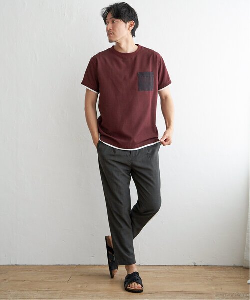 ikka(イッカ)の「【セットアップ対応】イージーケアリネンライクシャツT(Tシャツ/カットソー・メンズ・チャコールグレー/ワイン/グリーン/ネイビー/ベージュ・M/L/XL/S)」の12枚目の写真
