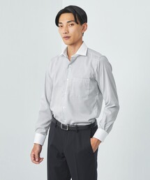 green label relaxing | コットン ストライプ クレリック ショートワイド ドレスシャツ -イージーアイロン-(ビジネスシャツ)