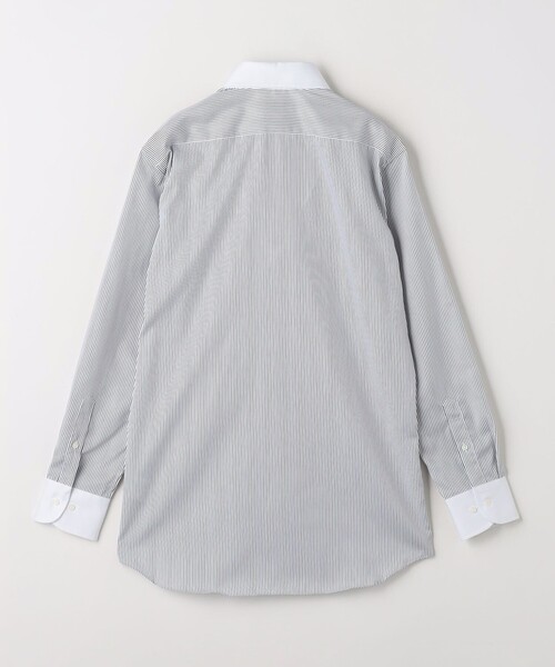 green label relaxing（グリーンレーベルリラクシング）の「コットン ストライプ クレリック ショートワイド ドレスシャツ -イージーアイロン-（ビジネスシャツ・メンズ・ブラック・42cm/38cm/39cm/37cm/41cm/43cm/40cm）」の6枚目の写真