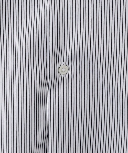 green label relaxing（グリーンレーベルリラクシング）の「コットン ストライプ クレリック ショートワイド ドレスシャツ -イージーアイロン-（ビジネスシャツ・メンズ・ブラック・42cm/38cm/39cm/37cm/41cm/43cm/40cm）」の12枚目の写真