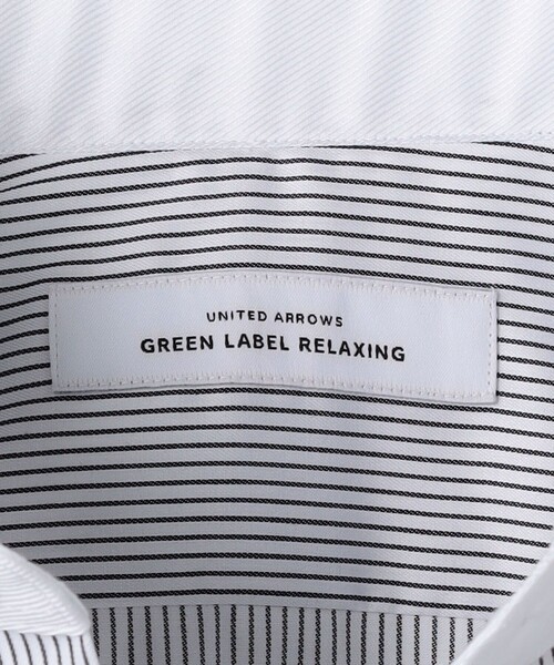 green label relaxing（グリーンレーベルリラクシング）の「コットン ストライプ クレリック ショートワイド ドレスシャツ -イージーアイロン-（ビジネスシャツ・メンズ・ブラック・42cm/38cm/39cm/37cm/41cm/43cm/40cm）」の13枚目の写真