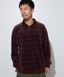BEAMS | ベロア ボーダー ポロシャツ(ポロシャツ)
