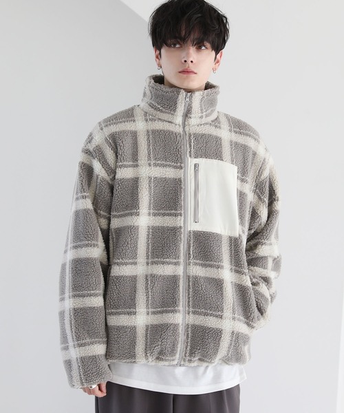 ETELIO（エテリオ）の「【23AW】ビッグシルエットシープボア袖ラインスタンドネックジャケット（その他アウター・メンズ・ブラック/ワイン/グレー系/モカ・L/M/S）」の17枚目の写真