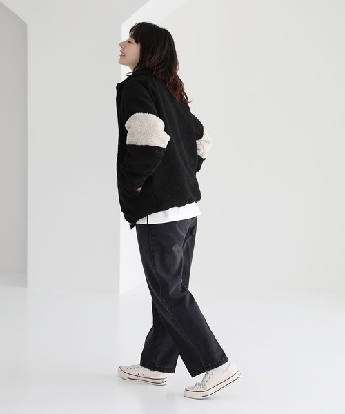 ETELIO（エテリオ）の「【23AW】ビッグシルエットシープボア袖ラインスタンドネックジャケット（その他アウター・メンズ・ブラック/ワイン/グレー系/モカ・L/M/S）」の22枚目の写真