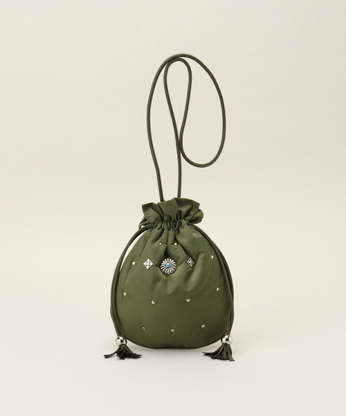 CONTROL FREAK / CTFK（コントロールフリーク）の「CONTROL FREAK スタッズコンチョキンチャク　242-120515（クラッチバッグ・レディース・ブラック/カーキ・FREE）」の2枚目の写真