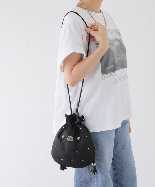 CONTROL FREAK / CTFK（コントロールフリーク）の「CONTROL FREAK スタッズコンチョキンチャク　242-120515（クラッチバッグ・レディース・ブラック/カーキ・FREE）」の4枚目の写真