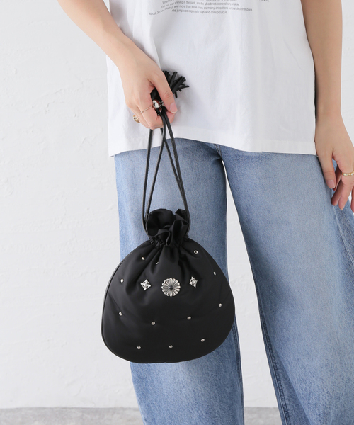 CONTROL FREAK / CTFK（コントロールフリーク）の「CONTROL FREAK スタッズコンチョキンチャク　242-120515（クラッチバッグ・レディース・ブラック/カーキ・FREE）」の3枚目の写真