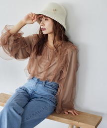 mysty woman | チュールフリルブラウス　149256(シャツ/ブラウス)