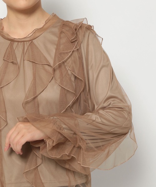 mysty woman（ミスティウーマン）の「チュールフリルブラウス　149256（シャツ/ブラウス・レディース・ベージュ/ブラック/オフホワイト・FREE）」の18枚目の写真