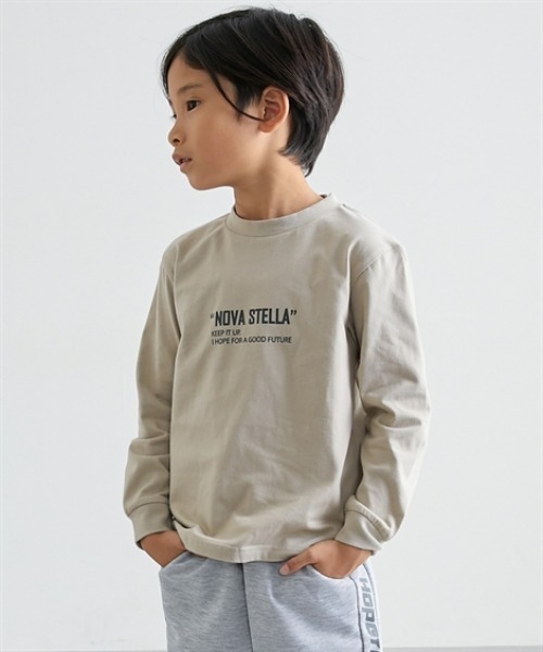 QUNTSTYLE(キュントスタイル)の「長袖 プリント Tシャツ <綿100%>(Tシャツ/カットソー・キッズ・オフホワイト/ブラック/ミント/パープル/ベージュ/ラベンダー/グレイッシュブルー/サーモンピンク/テラコッタ/ネイビー系/ブラック系/ネイビー系1/ピンク系/チャコールグレー/イエロー/グリーン/カーキ/ライム/グレー/クリーム/グレイッシュベージュ/バイオレット/パープル系2/パープル系1/オレンジ系/グリーン系/イエロー系/ピンク系1・110/120/130/140/150/160/100/170)」の10枚目の写真