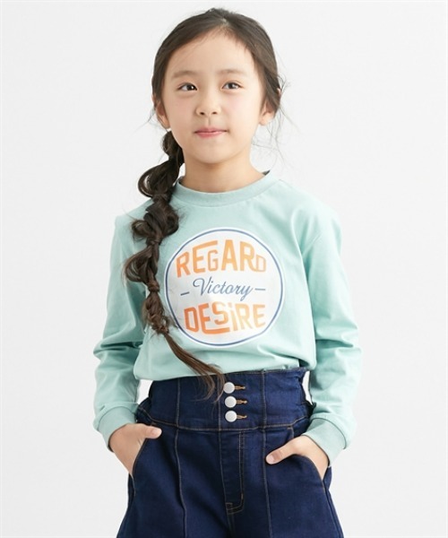 QUNTSTYLE(キュントスタイル)の「長袖 プリント Tシャツ <綿100%>(Tシャツ/カットソー・キッズ・オフホワイト/ブラック/ミント/パープル/ベージュ/ラベンダー/グレイッシュブルー/サーモンピンク/テラコッタ/ネイビー系/ブラック系/ネイビー系1/ピンク系/チャコールグレー/イエロー/グリーン/カーキ/ライム/グレー/クリーム/グレイッシュベージュ/バイオレット/パープル系2/パープル系1/オレンジ系/グリーン系/イエロー系/ピンク系1・110/120/130/140/150/160/100/170)」の14枚目の写真