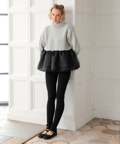 DONOBAN（ドノバン）の「チュールドッキングニット（ニット/セーター・レディース・ブラック/グレー/イエロー/アイボリー・ONE）」の9枚目の写真