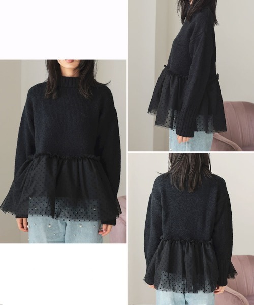 DONOBAN（ドノバン）の「チュールドッキングニット（ニット/セーター・レディース・ブラック/グレー/イエロー/アイボリー・ONE）」の22枚目の写真