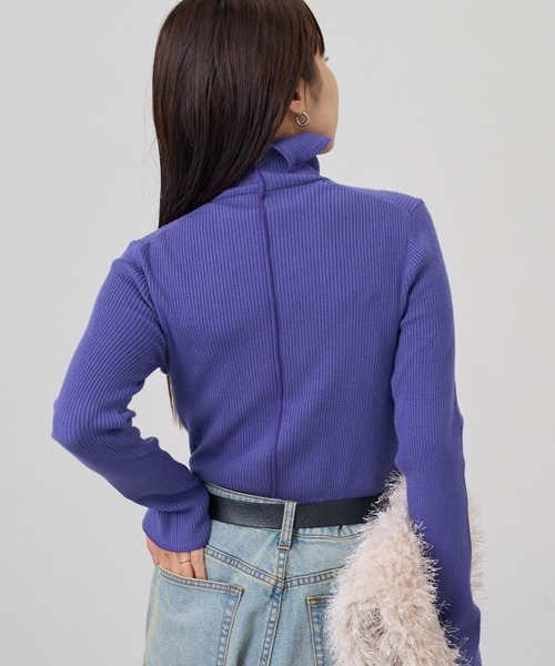 CIAOPANIC TYPY(チャオパニックティピー)の「【新色追加】アンチピリング配色ステッチタートル(ニット/セーター・レディース・レッド/ピンク/ブラウン/ライトグレー/サックスブルー/カーキ/ブラック/マスタード/ネイビー/ブルー/グレー/オフホワイト/ブラウン系その他/スカイブルー/グリーン/パープル/イエロー・ONE SIZE)」の13枚目の写真