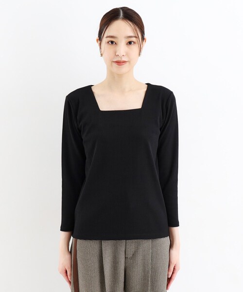 セール】スクエアリブネック9分袖プルオーバー（ニット/セーター