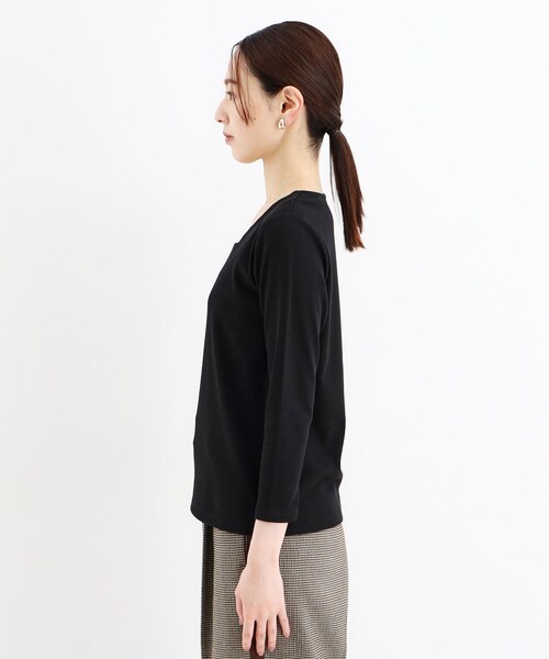 セール】スクエアリブネック9分袖プルオーバー（ニット/セーター