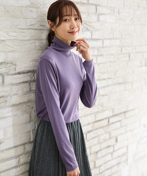 Honeys（ハニーズ）の「ハイネックＴシャツ（Tシャツ/カットソー・レディース・パープル/ブラック/ブラウン/ベージュ/アイボリー/ボルドー・LL/S/M/L）」の5枚目の写真