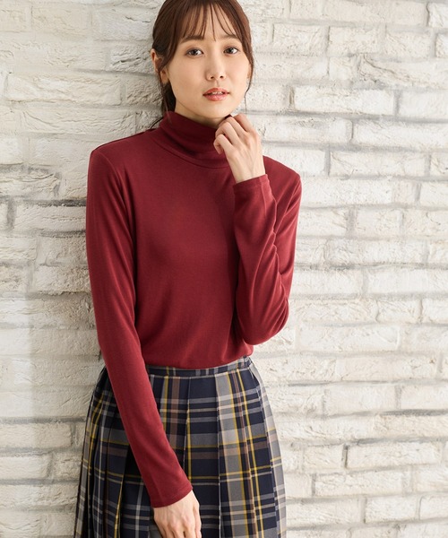 Honeys（ハニーズ）の「ハイネックＴシャツ（Tシャツ/カットソー・レディース・パープル/ブラック/ブラウン/ベージュ/アイボリー/ボルドー・LL/S/M/L）」の6枚目の写真