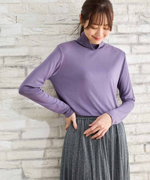 Honeys（ハニーズ）の「ハイネックＴシャツ（Tシャツ/カットソー・レディース・パープル/ブラック/ブラウン/ベージュ/アイボリー/ボルドー・LL/S/M/L）」の13枚目の写真