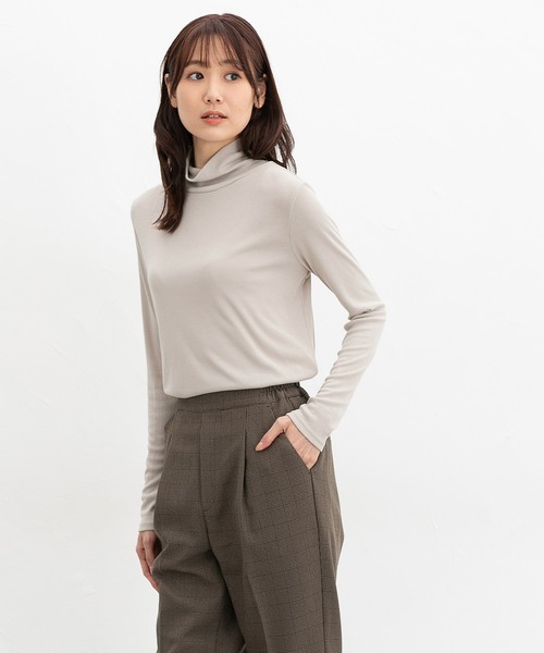 Honeys（ハニーズ）の「ハイネックＴシャツ（Tシャツ/カットソー・レディース・パープル/ブラック/ブラウン/ベージュ/アイボリー/ボルドー・LL/S/M/L）」の22枚目の写真