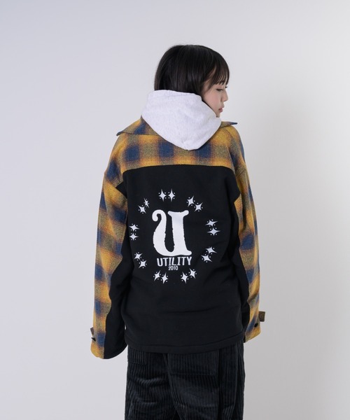 ジャケット・アウター EFFECTEN / Switching Check Field Jacket EFFECTEN】Switching Check Field Jacket