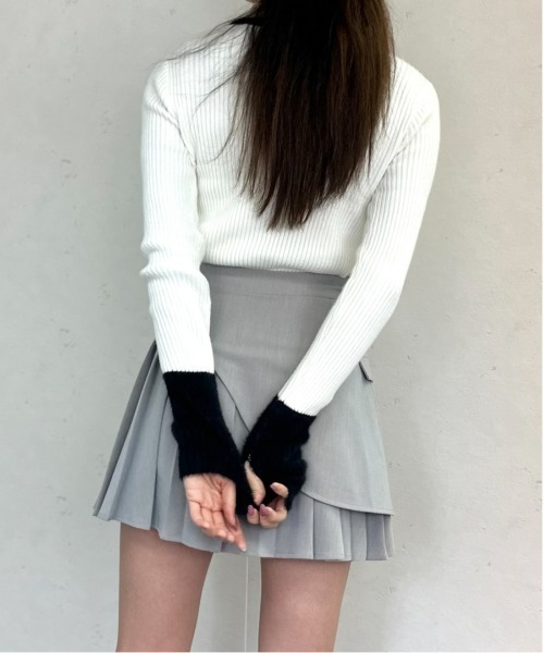 Per sist ence（パーシエンス）の「配色フェザースリーブクルーネックリブニットトップス（ニット/セーター・レディース・グレー/チャコールグレー/アイボリー/ブラック・FREE）」の21枚目の写真