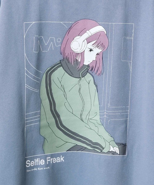 ZIP FIVE(ジップファイブ)の「【Selfie freak】 イラスト バックプリント セルフィーヘッドフォンガール スウェット トレーナー / 長袖(スウェット・メンズ・ブルーグレー/ブラック/ライトベージュ/オートミール・X-LARGE/MEDIUM/LARGE)」の19枚目の写真