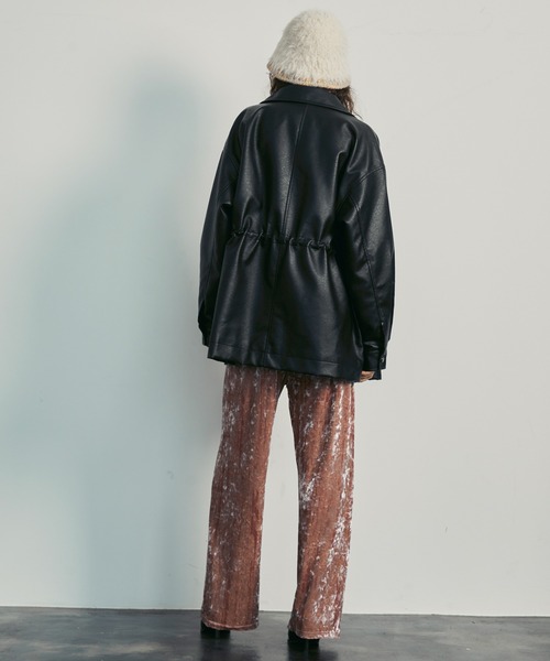 uyu.（ウユ）の「Waist Drawstring Over Leather Jacket / ウエスト