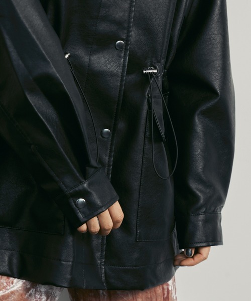 uyu.（ウユ）の「Waist Drawstring Over Leather Jacket / ウエスト