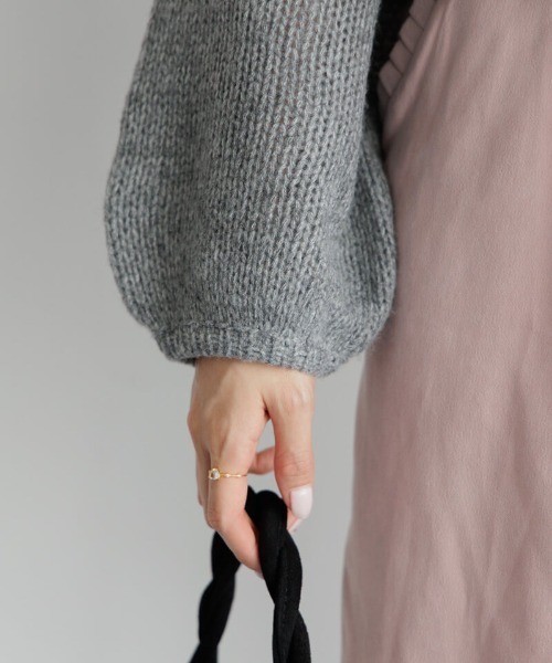 flower（フラワー）の「エアリーペプラムカーディガン（ニット/セーター・レディース・ホワイト/グレー・FREE）」の12枚目の写真