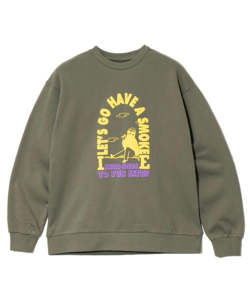modem design(モデムデザイン)の「MODEM DESIGN/モデムデザイン スウェットクルー -タバコおじさん-(スウェット・メンズ・グレー/オリーブ・X-LARGE/LARGE/MEDIUM)」の9枚目の写真