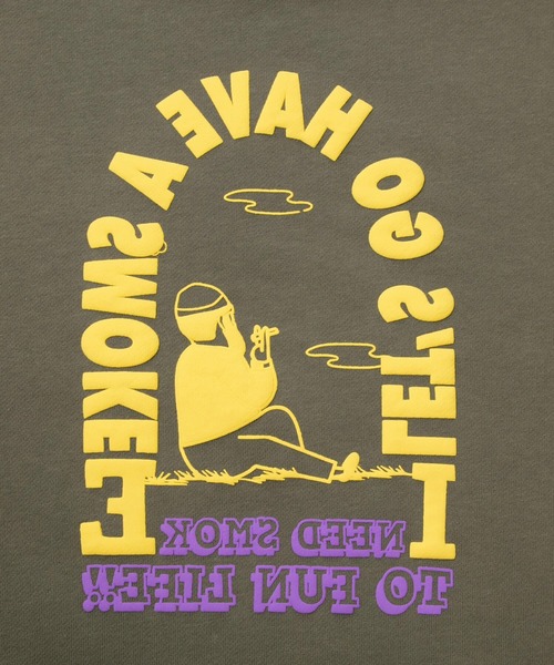 modem design(モデムデザイン)の「MODEM DESIGN/モデムデザイン スウェットクルー -タバコおじさん-(スウェット・メンズ・グレー/オリーブ・X-LARGE/LARGE/MEDIUM)」の11枚目の写真